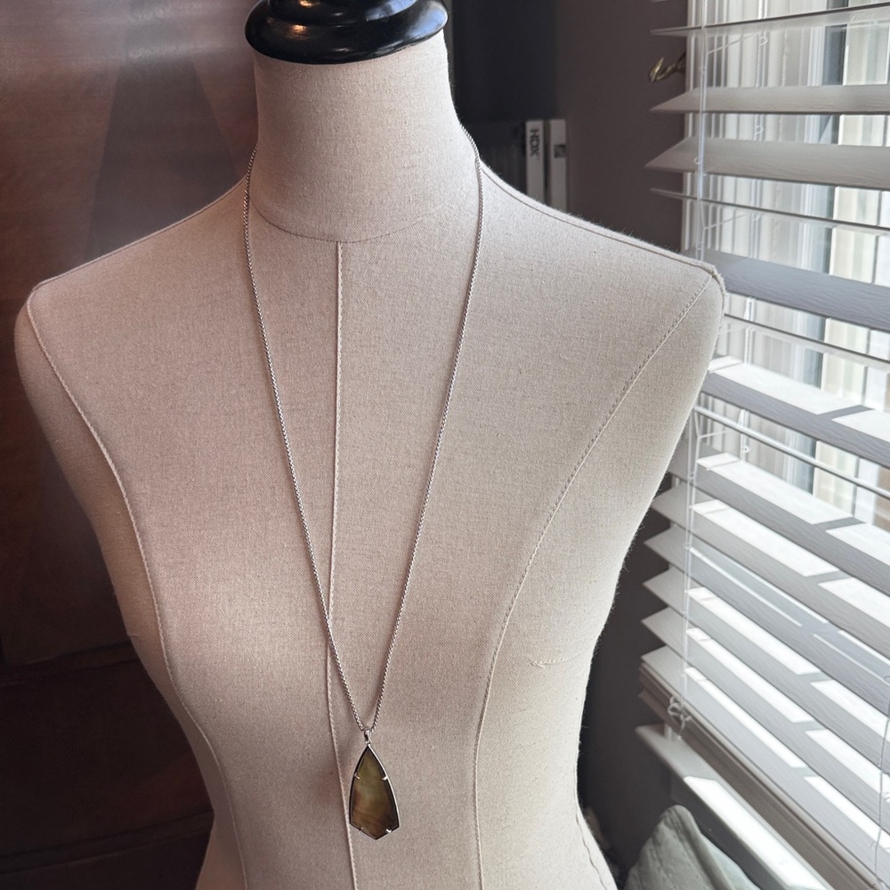 Kendra Scott Silver Necklace with Iridescent Pendant